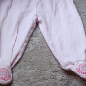 03-06 month pink girl pant with footie